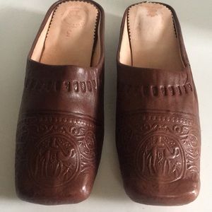 Brown Leather Mules
